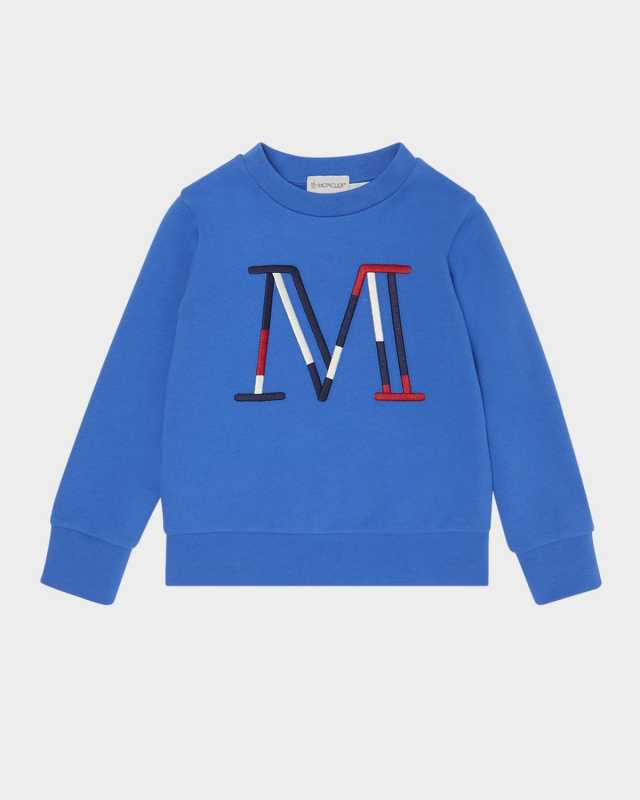 Boy's Tricolor Embroidered M Logo Sweatshirt, Size 4-6